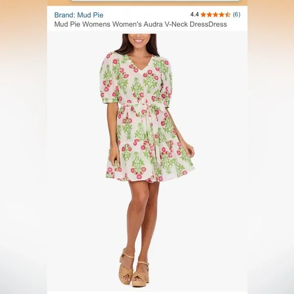 Mudpie Audra V-Neck Dress 100% Cotton size L - Picture 8 of 8